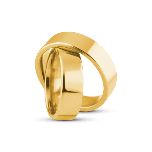 Par de Alianças Reta 6mm Banhada Ouro 24k