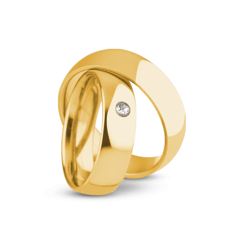 Par de Alianças Tradicional 6mm Banhada Ouro 24k com Zircônia